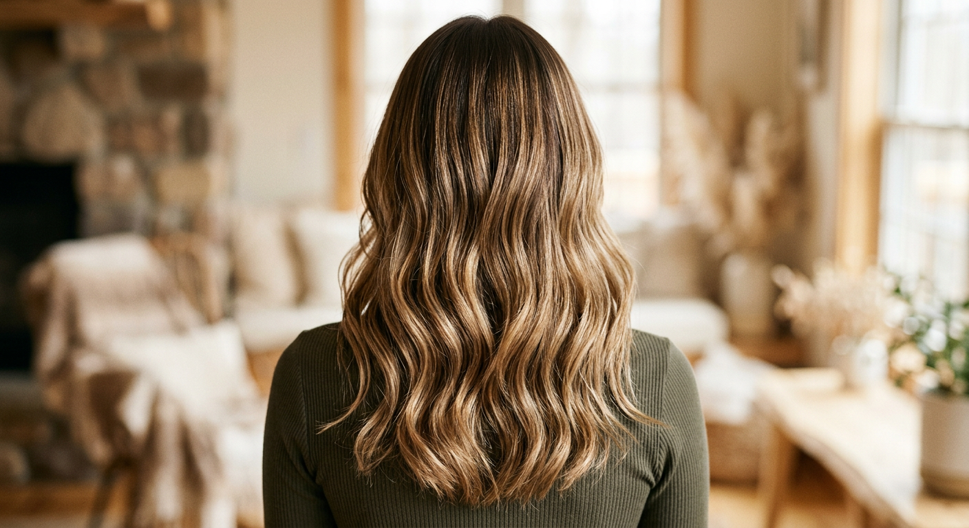 Glossy lived-in balayage hair seen from behind
